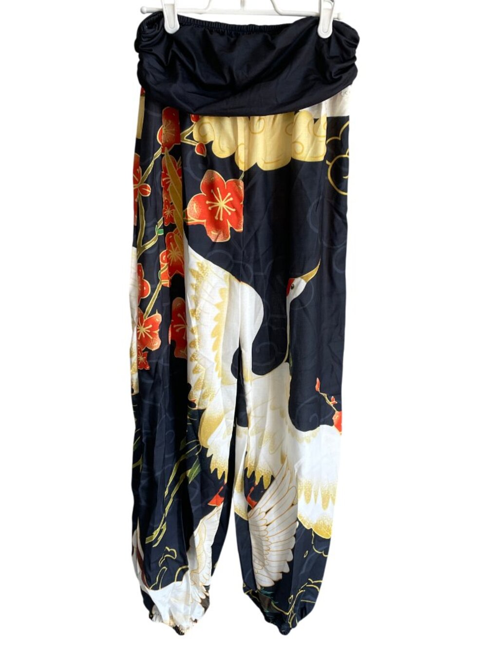 NWT Buddha Stones Harem Pants Boho Cotton Floral Crane Yoga Elastic Women S